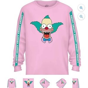 OFFICIALLY LICENSED THE SIMPSONS KRUSTY THE CLOWN XXL PINK LONG SLEEVE CREW CUT